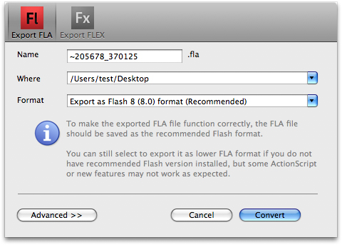 Decompile SWF on Mac - Export FLA/FLEX