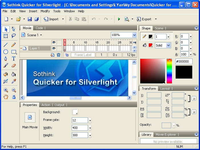 Quicker for Silverlight User Interface