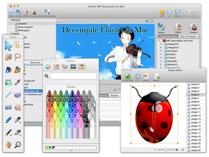 SWF Decompiler  for Mac Interface