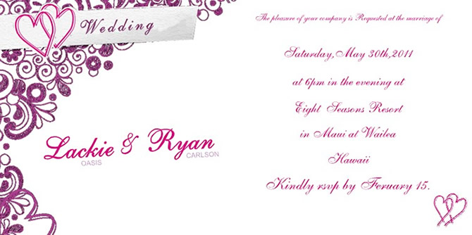 wedding invitation templates - lace & heart 