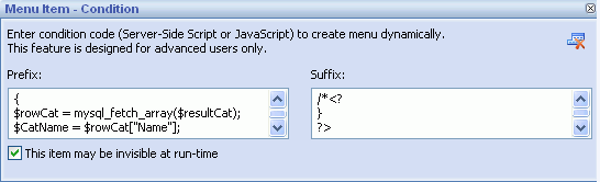 JavaScript menu - menu item condition